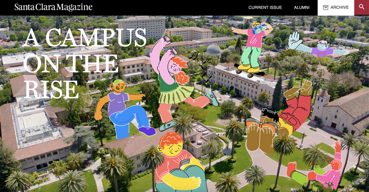 Santa Clara Magazine / Article about the University Campus of Santa Clara - Alex Antonescu - Anna Goodson Illustration Agency